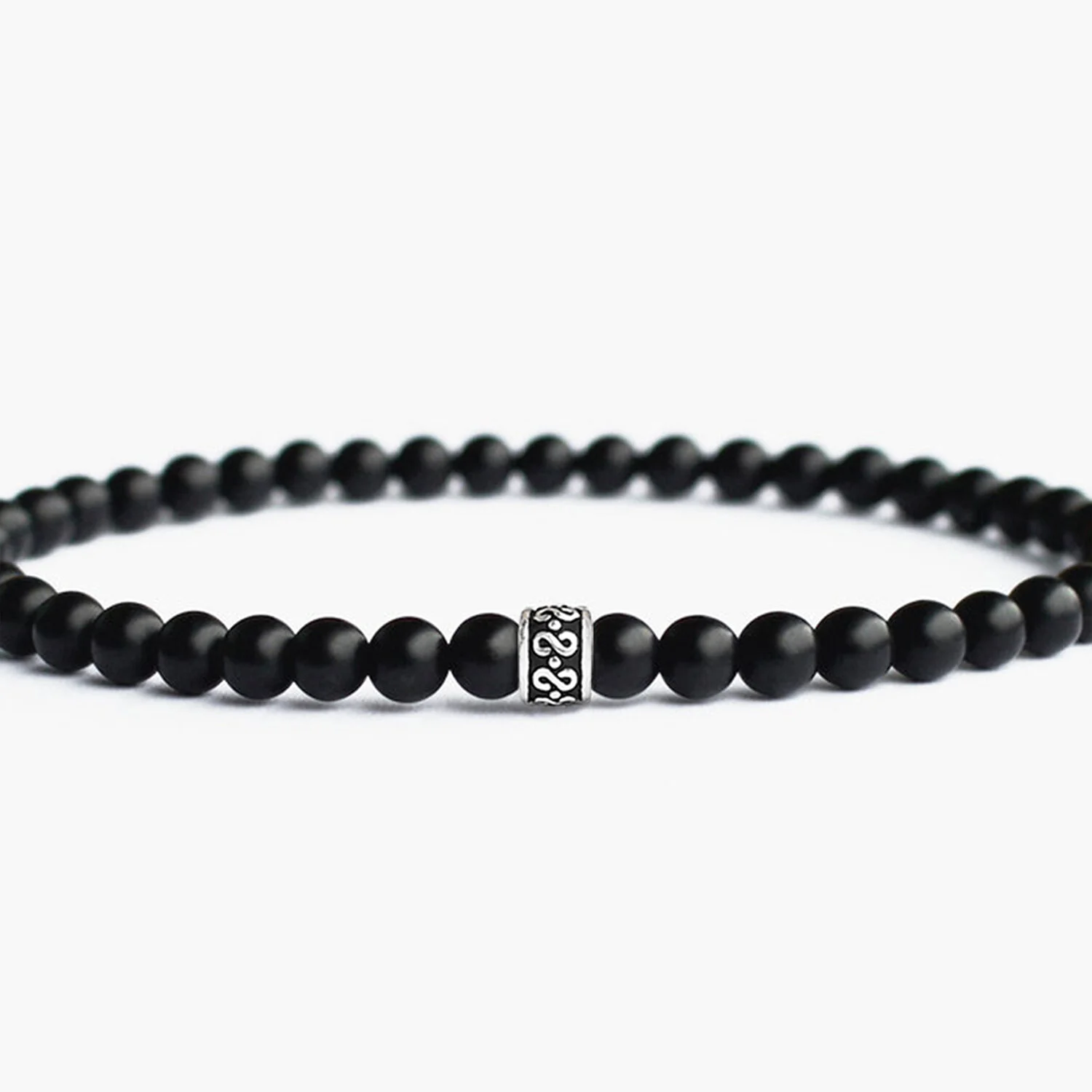 【HYERES LOR】24SS★ H edition BR(W) Ball Black Onyx Bead NC Black Onyx 6mm Brushed 925 Sterling Silver Symbol Bracelet